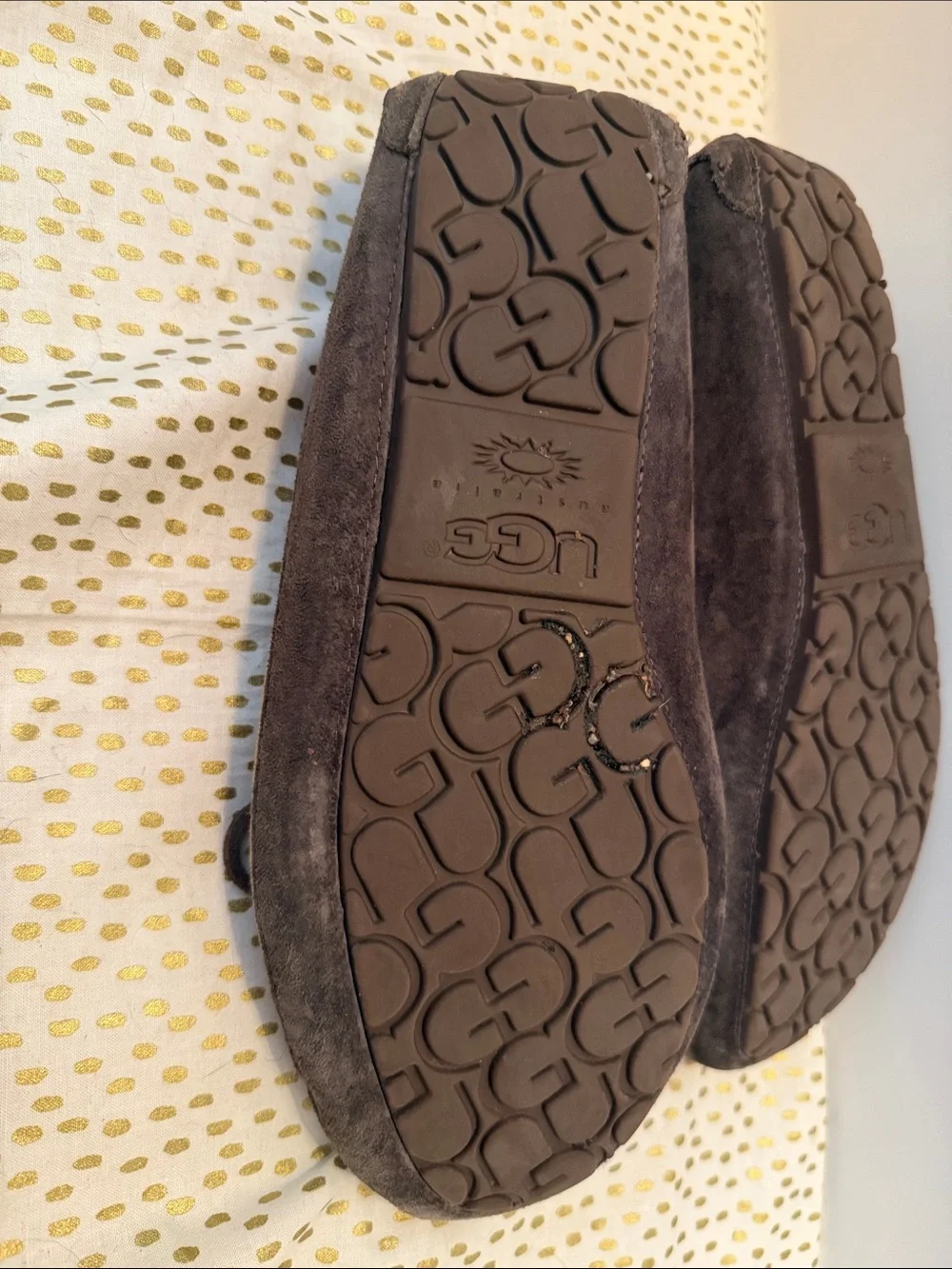 UGG Brown Suede Shearling-Lined Moccasin Loafers